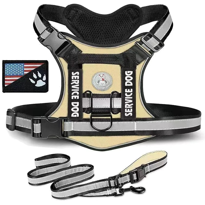 Premium Reflective Nylon Dog Harness With Collar Leash Set