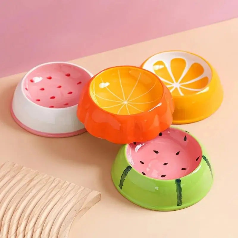 Fruit Shape Glass Slow Feeder Bowl for Cats and Dogs
