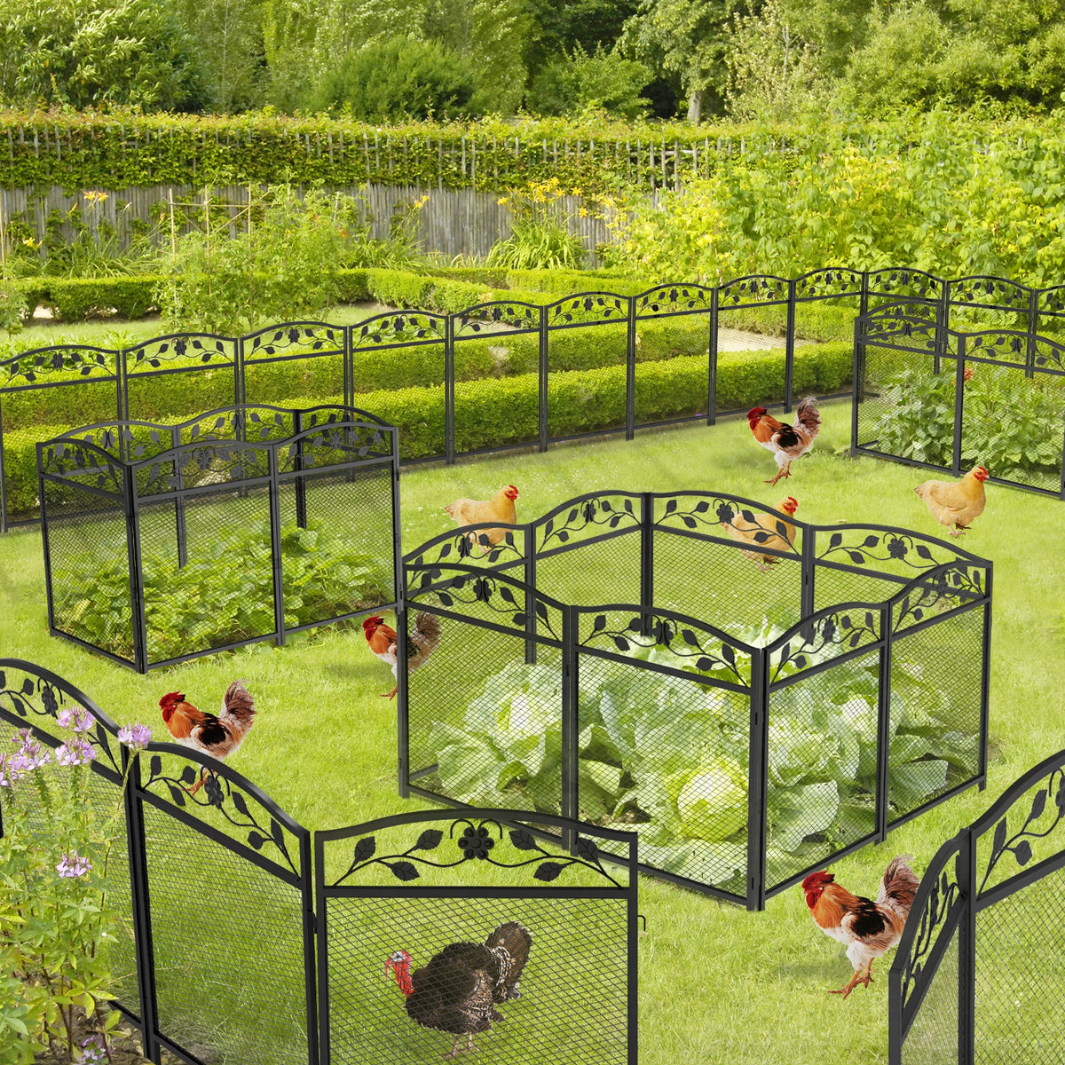 Bingopaw Metal Dog Playpen Fence With Interlocking Panels