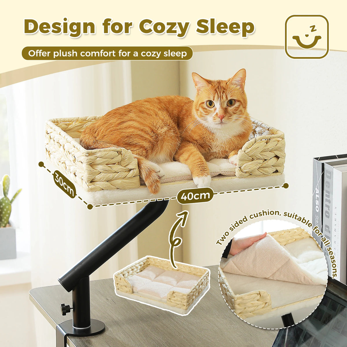 PAWZ Road Rotatable Desk Cat Bed Stand Plush Hammock