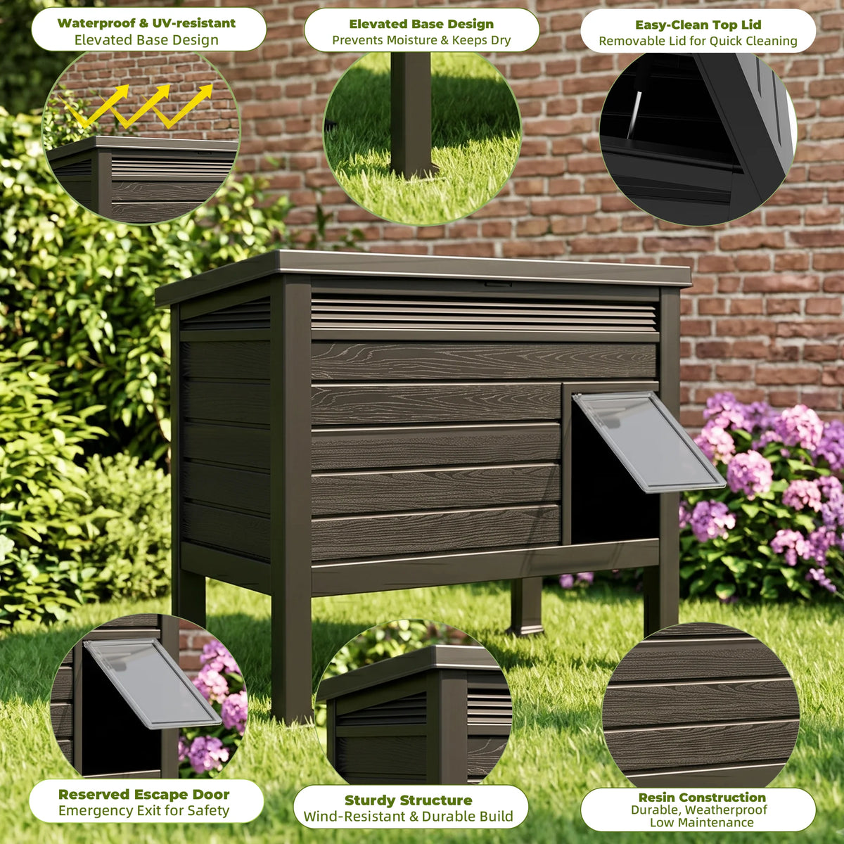 Weatherproof Resin Outdoor Cat Shelter With Openable Roof