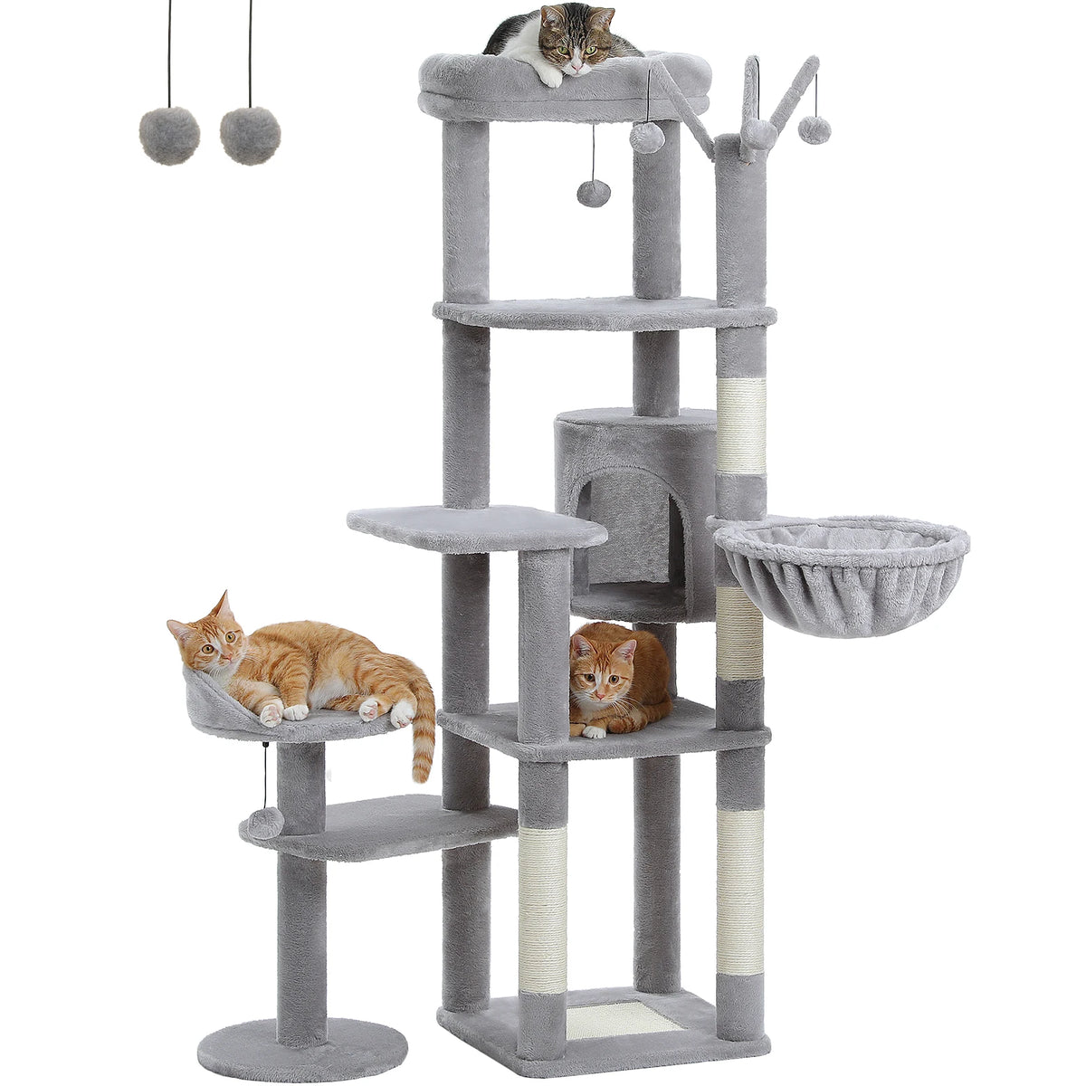 Pequlti Multi Level Cat Tree With Hammock Scratching Post Perch