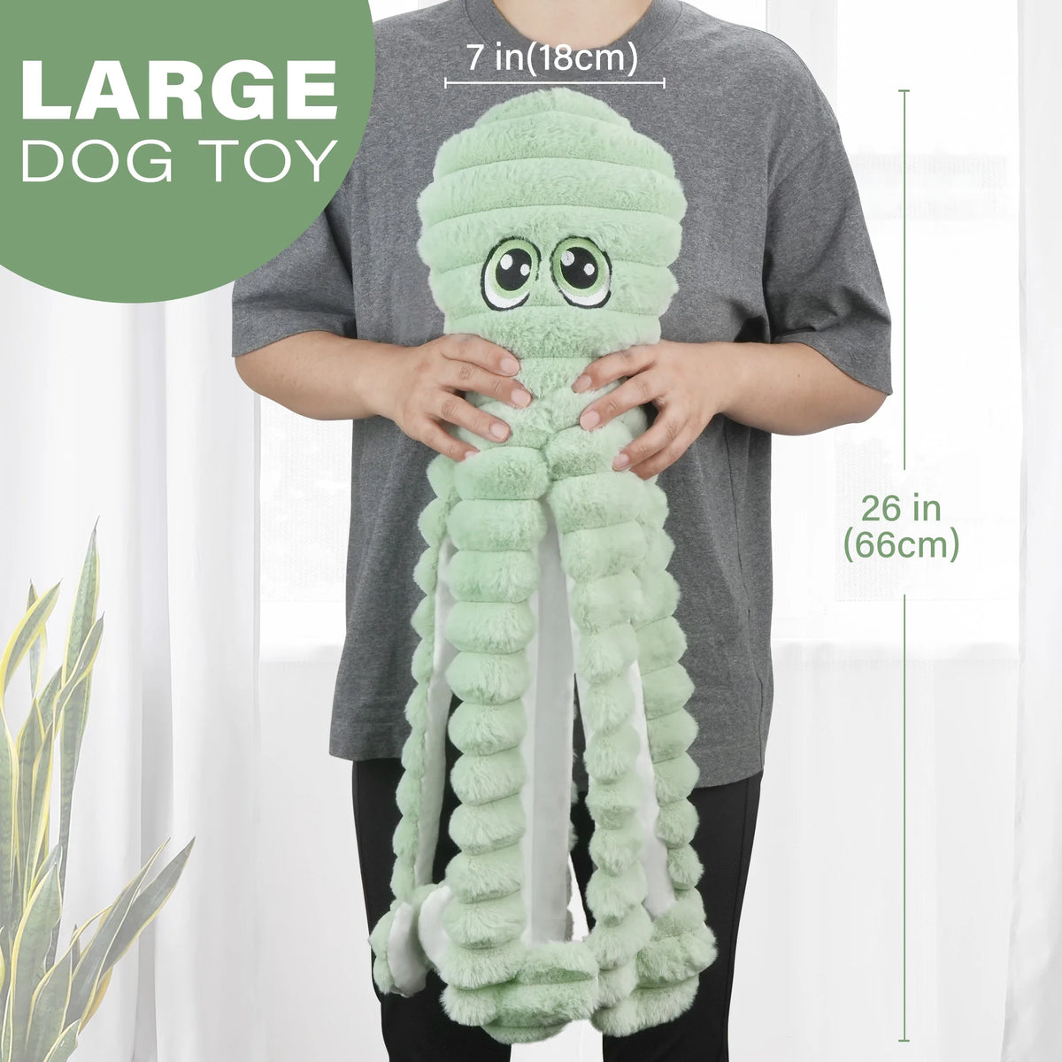 Octopus Squeaky Plush Dog Chew Toy For Grinding Teeth