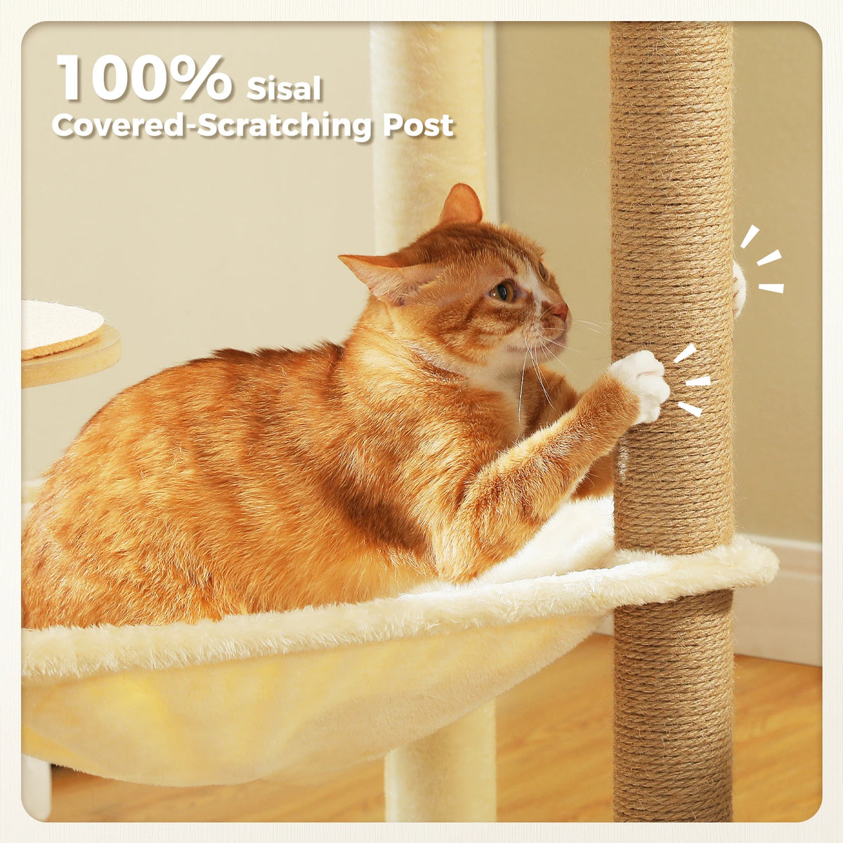 Pawz Road Wood Cat Tree with Sisal Posts Hammock Condo