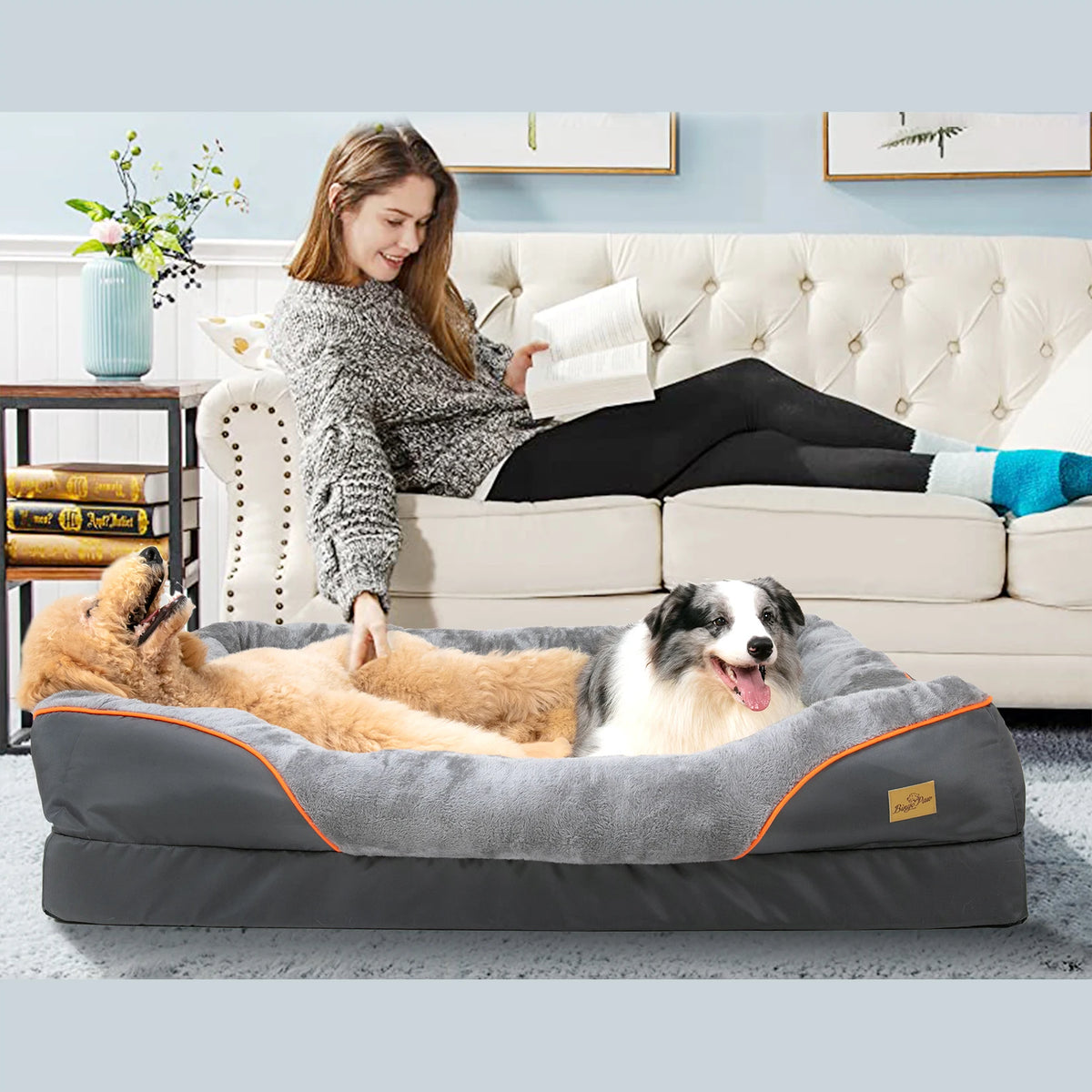 Bingopaw Waterproof Dog Bed With Removable Fleece Cover