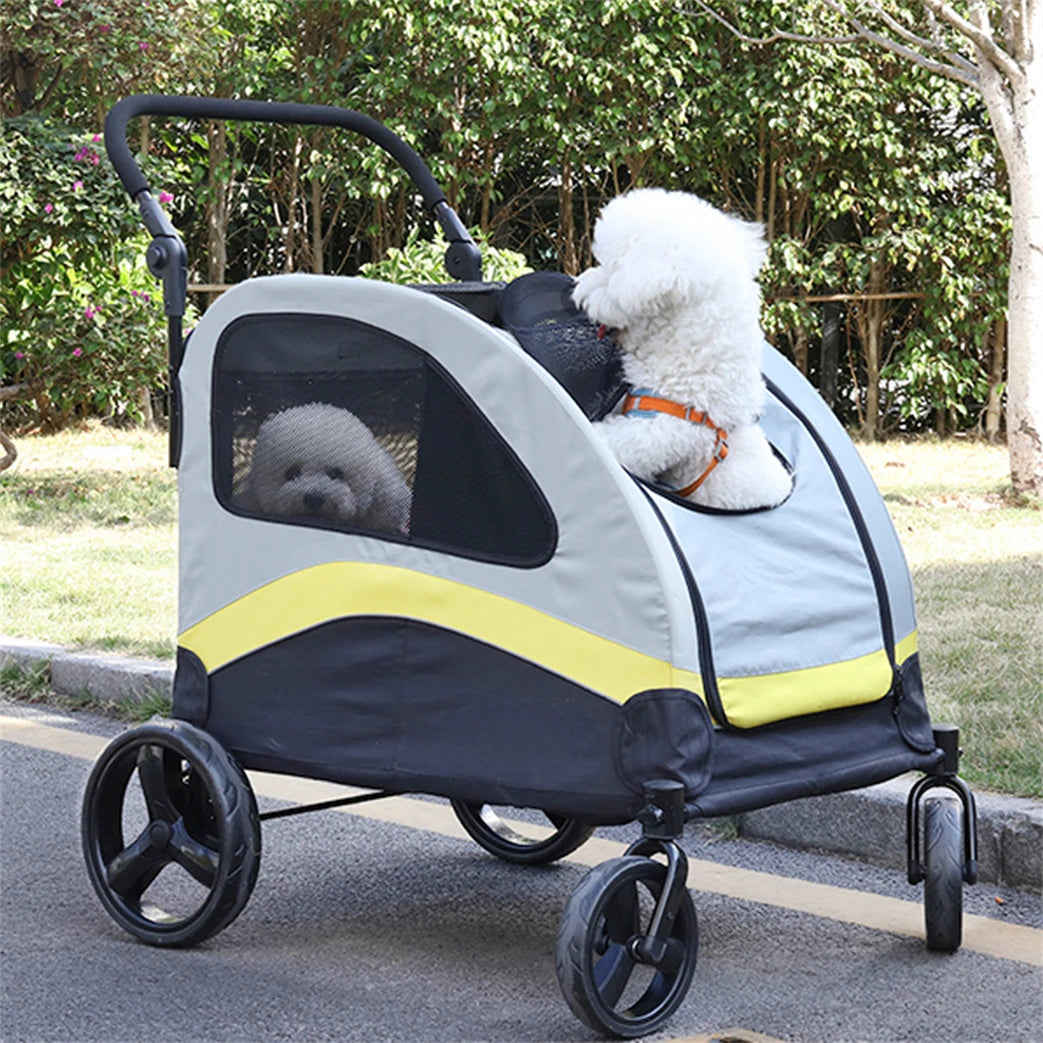 Premium Foldable Dog Stroller With Four Swivel Wheels For Pets