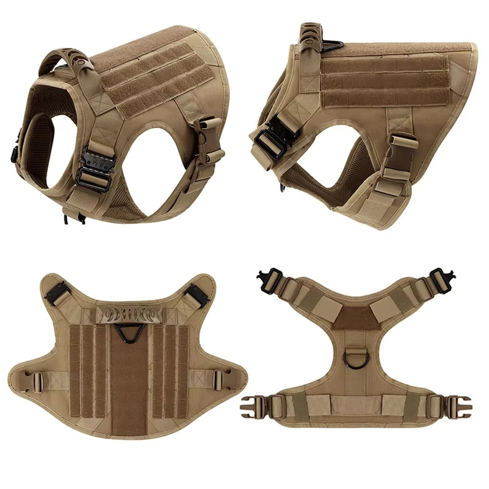 Adjustable Nylon Tactical Dog Harness Collar And Leash Set