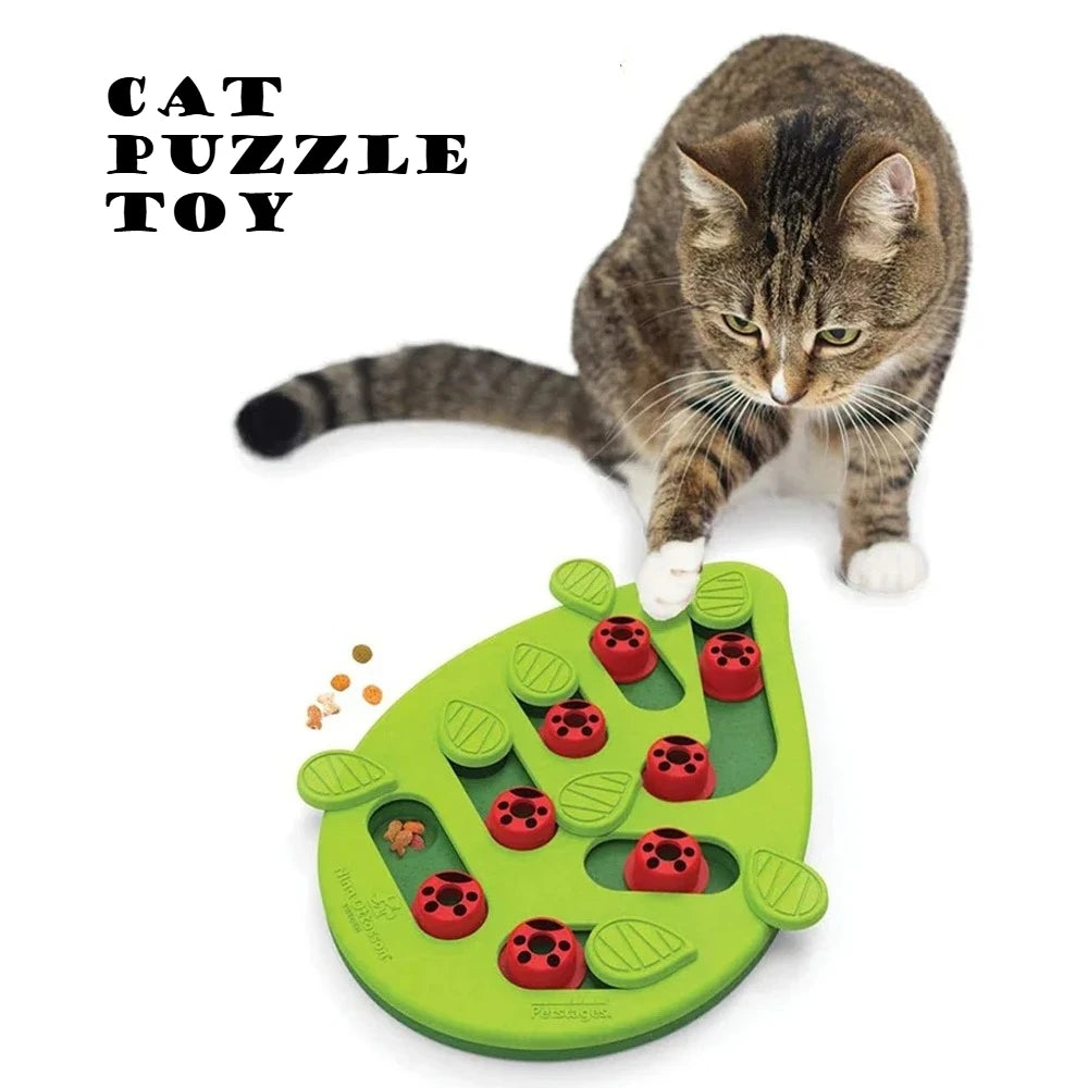 Interactive Cat Puzzle Toy Slow Feeder And Scratch Board for Indoor Cats