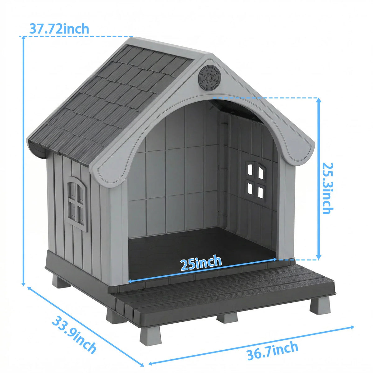 Elevated Resin Outdoor Dog House With Weatherproof Sloped Roof