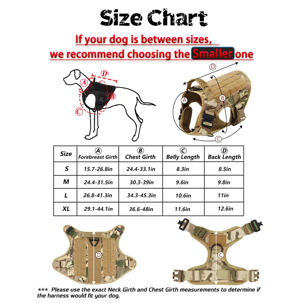 Military Tactical Dog Harness Leash Set For Training