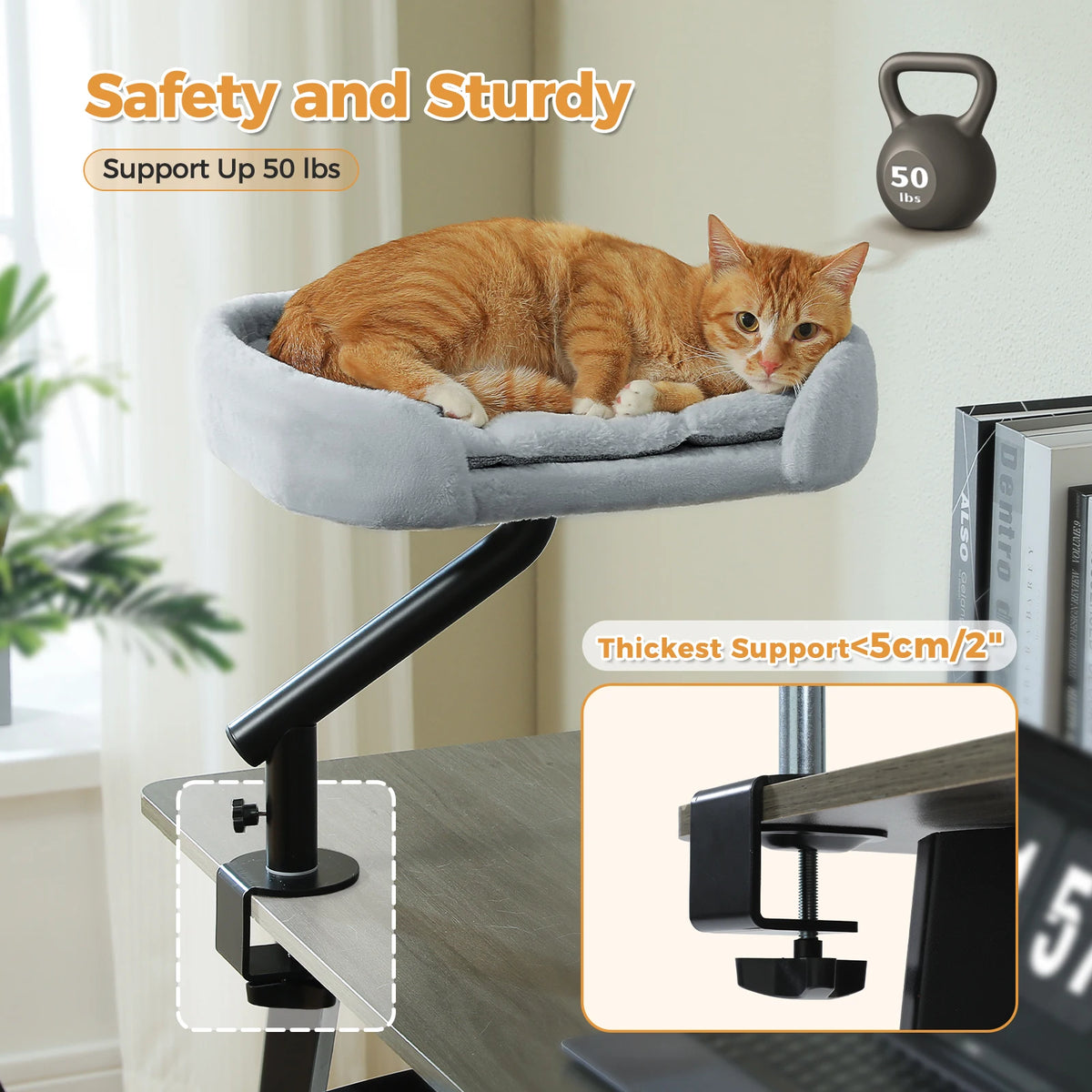 PAWZ Road Rotatable Desk Cat Bed Stand Plush Hammock