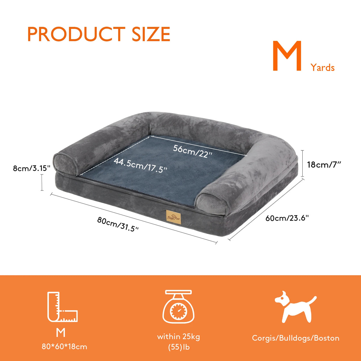 Bingopaw Orthopedic Dog Bed With Removable Washable Cover And Foam