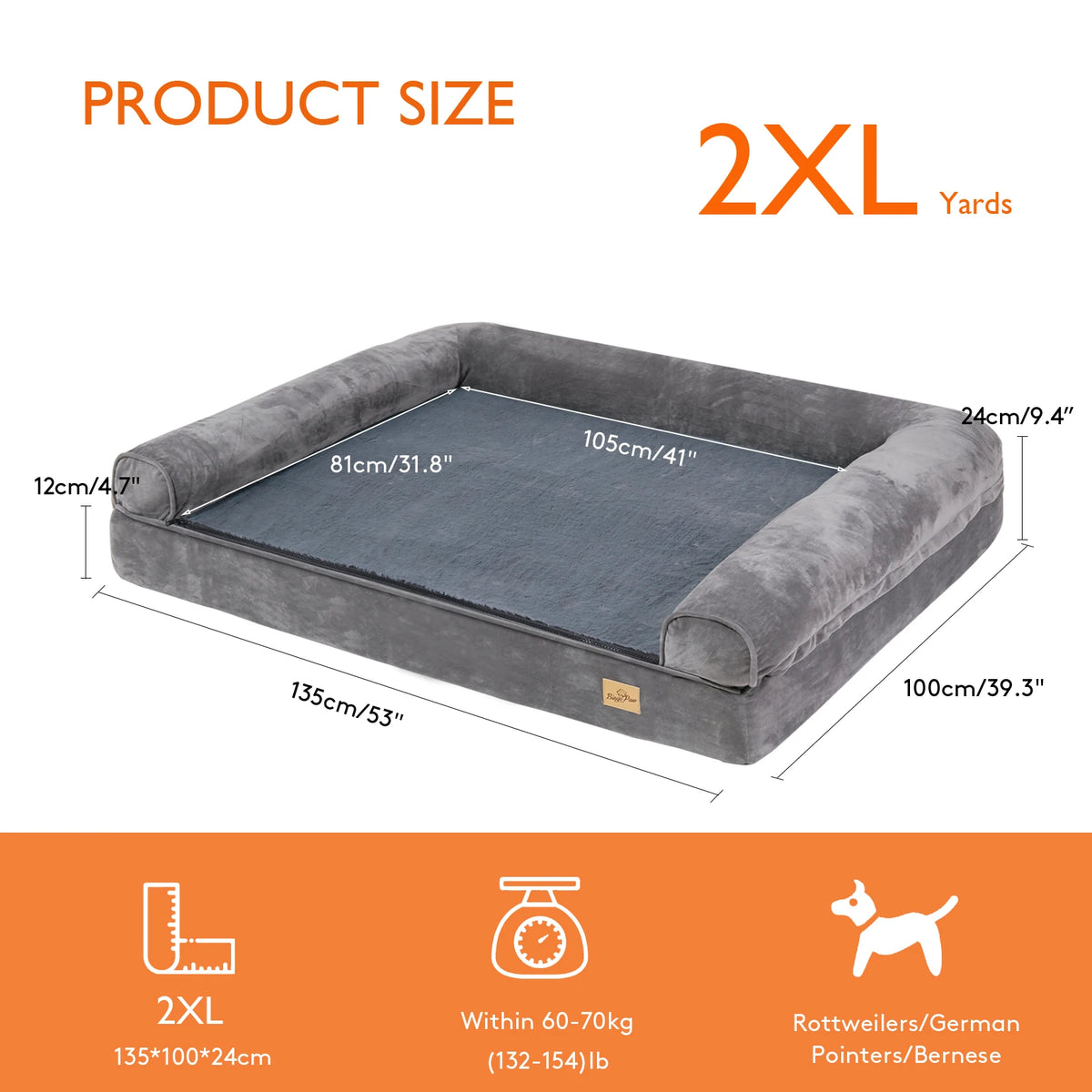 Premium Sofa Style Dog Bed With Bolster And Washable Cover