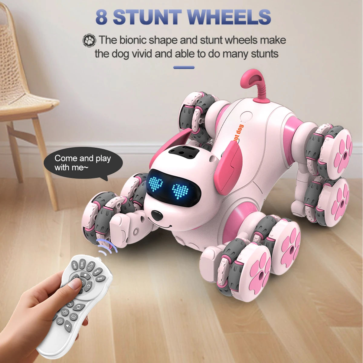 Remote Control  Dog Toys Eight Wheeled Stunt Intelligent Robot Dog Interactive Electronic Pet Programming Model Gifts for Kids