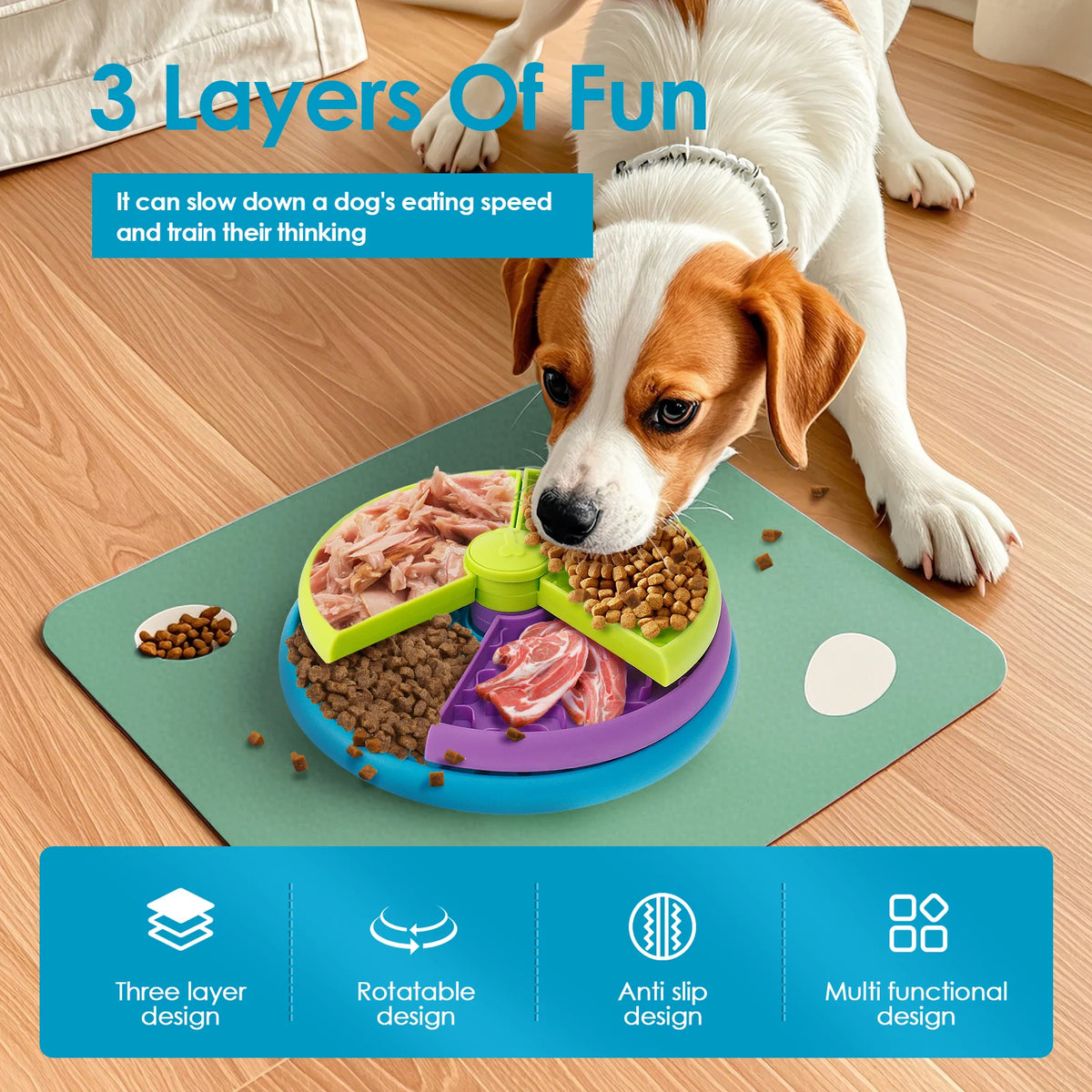 Puzzle Dog Slow Feeder Bowl with Toothbrush Set for Dogs