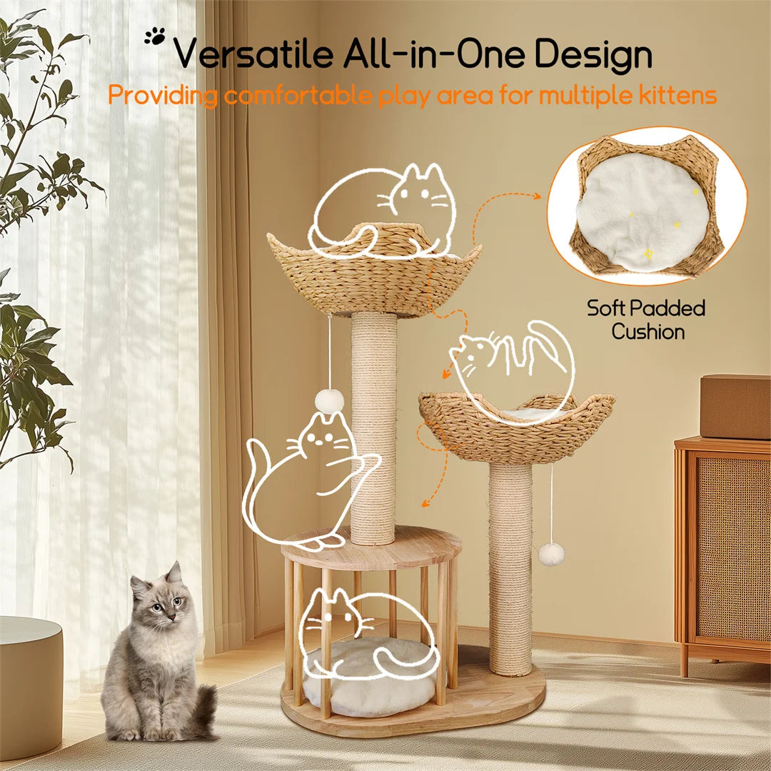 Bingopaw Indoor Cat Climbing Tower With Sisal Scratching Post