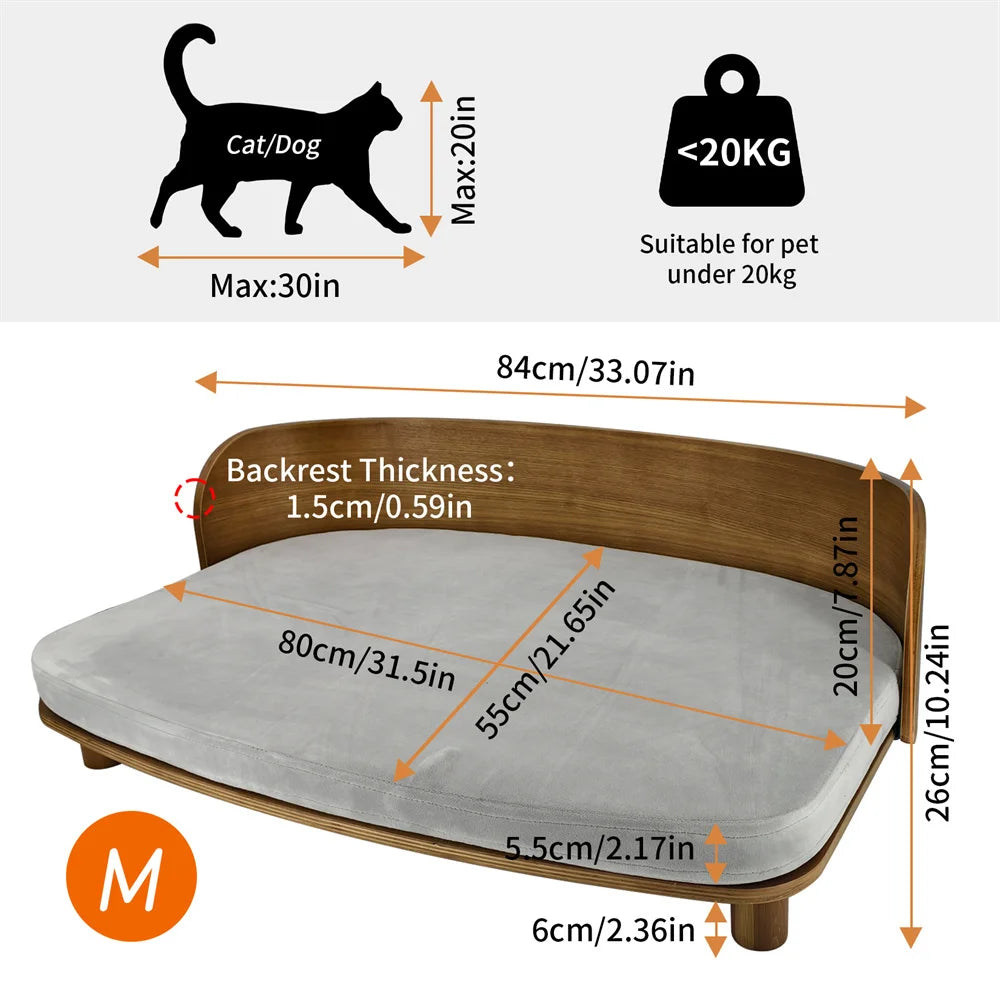 Borwart Wood Elevated Pet Sofa For Small Dogs And Cats
