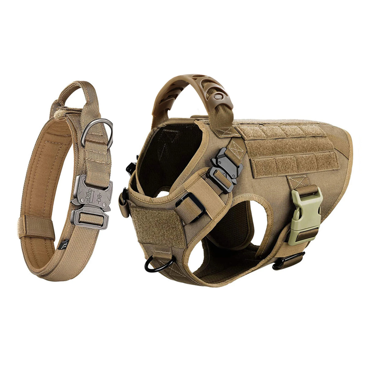 Adjustable Nylon Tactical Dog Harness And Collar Set