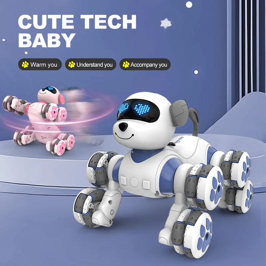 Remote Control  Dog Toys Eight Wheeled Stunt Intelligent Robot Dog Interactive Electronic Pet Programming Model Gifts for Kids