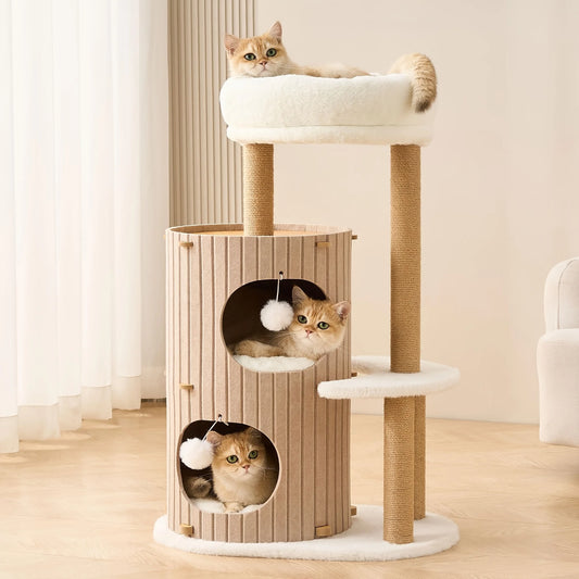 Modern Indoor Cat Tree Tower With Scratching Posts And Caves
