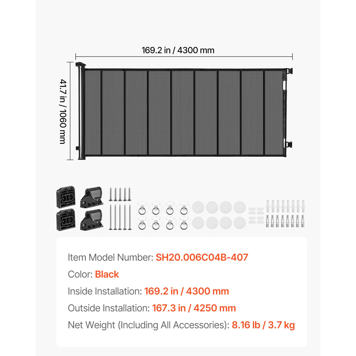 SucceBuy Retractable Baby Gate With Security Lock Mesh Barrier
