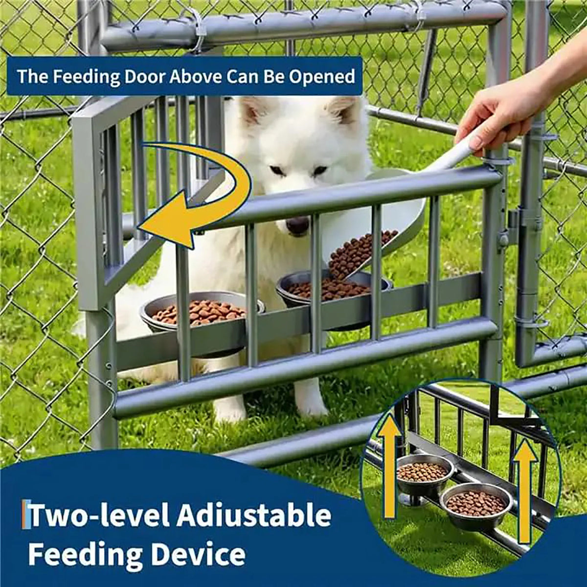 DishyKooker Galvanized Steel Outdoor Dog Kennel With Waterproof Roof