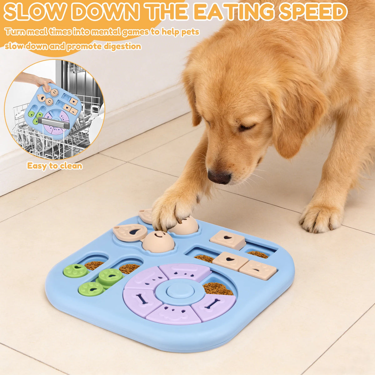 Dog Puzzle Toy Treat Dispenser Slow Feeder Non Slip Base
