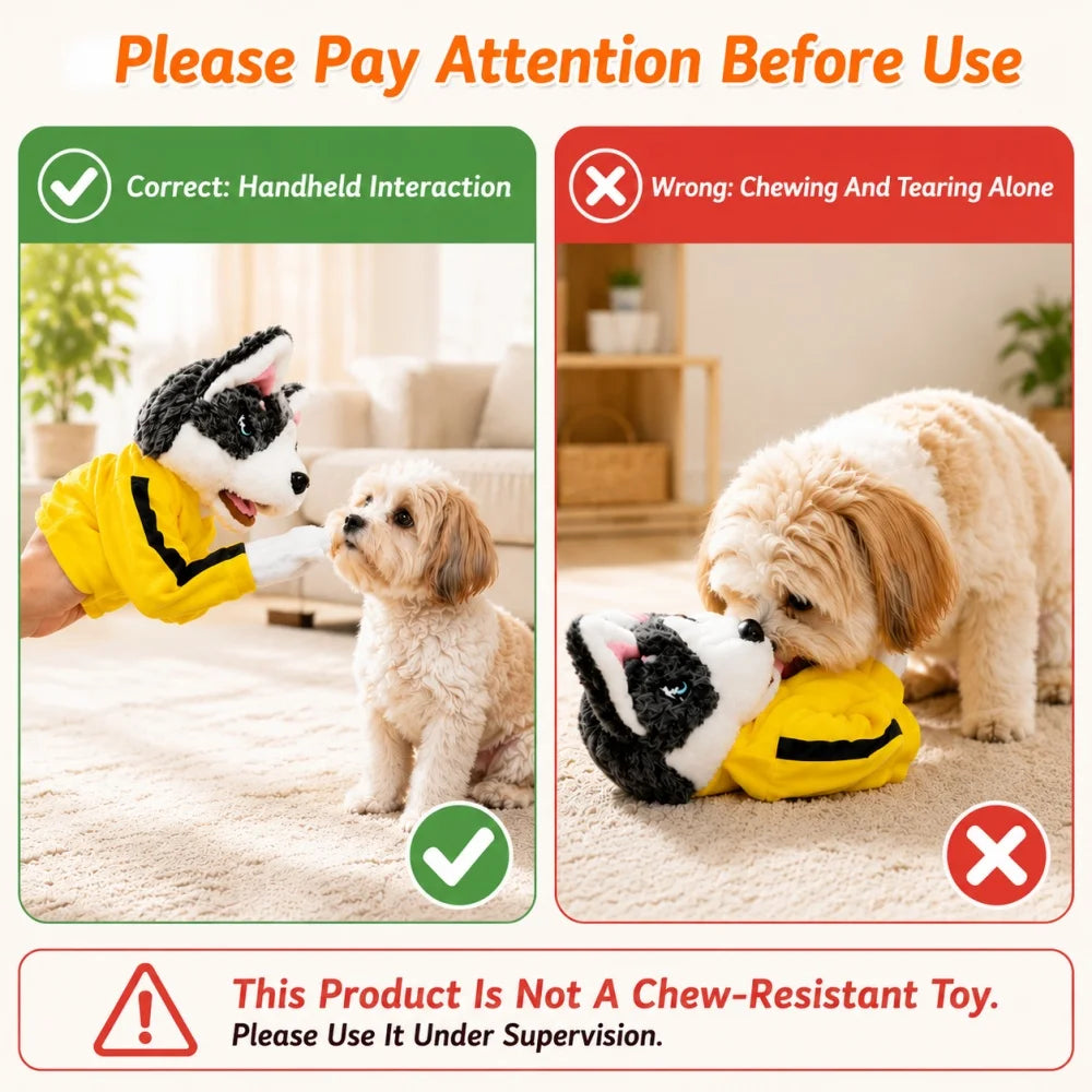 Plush Husky Hand Puppet Interactive Pet Toy for Dogs Cats Funny Boxing Puppet Handheld Plaything Cute Video Prop Not a Chew Toy