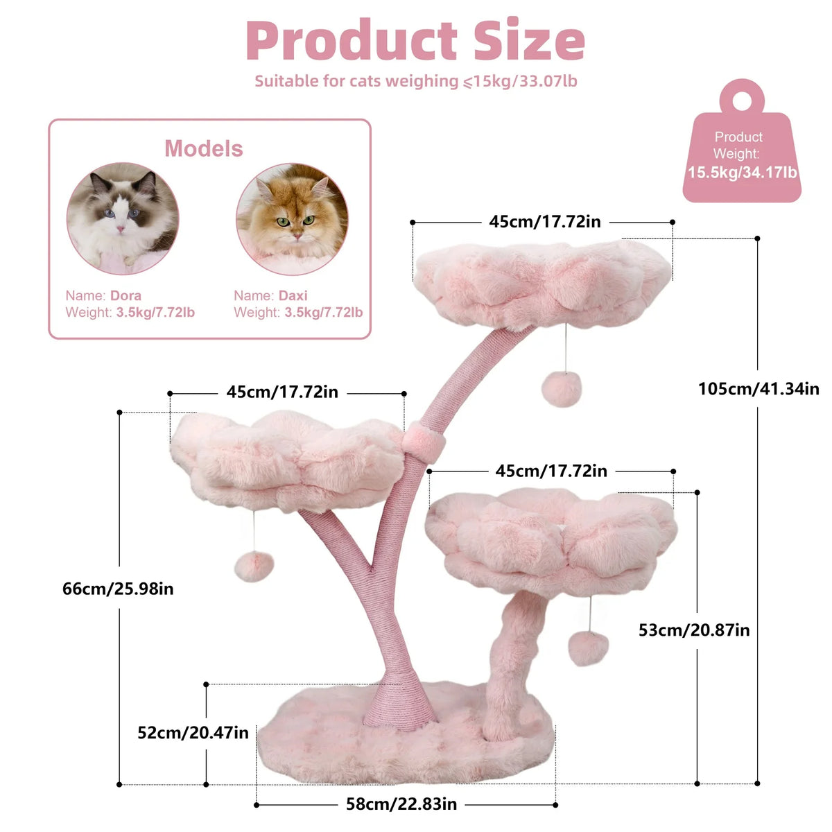 Bingopaw Four Tier Vertical Cat Tower With Cushioned Flower Platforms