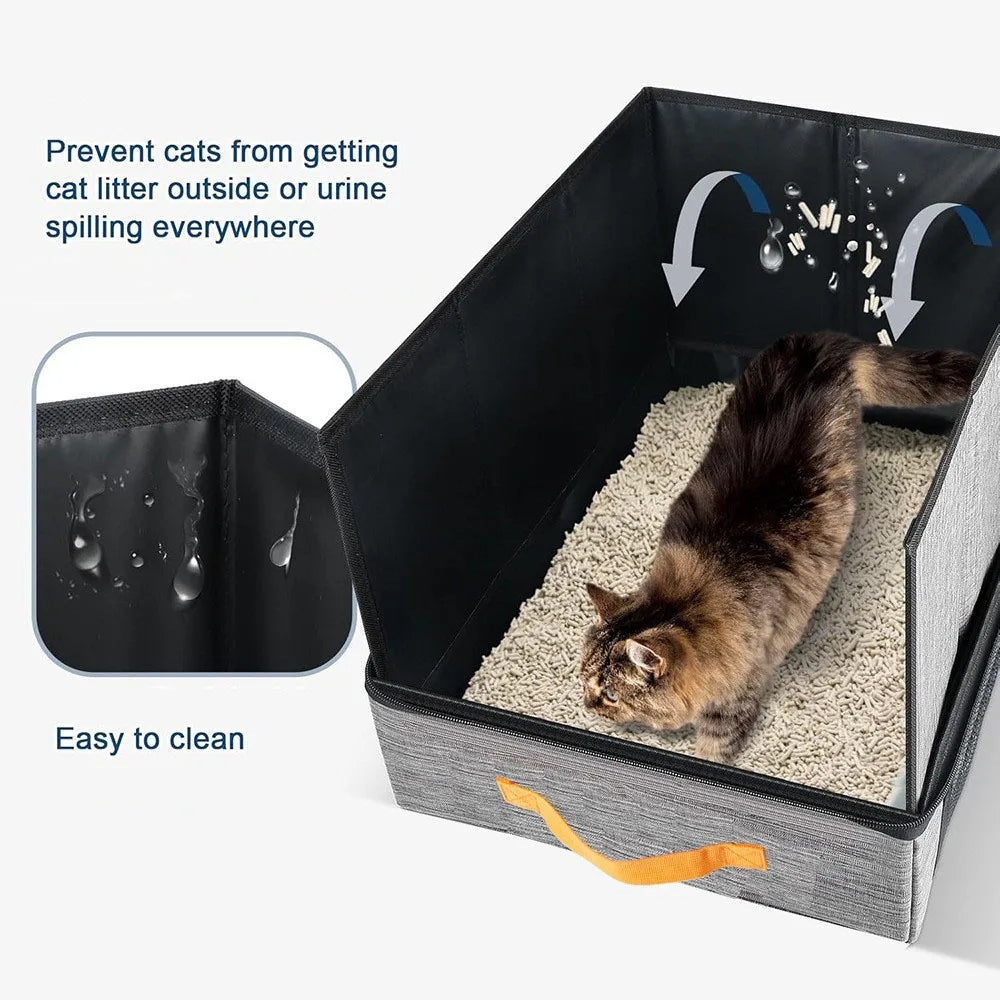Portable Foldable Cat Litter Box Waterproof Travel Pet Toilet Tray