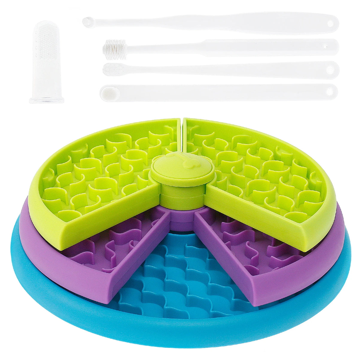 Puzzle Dog Slow Feeder Bowl with Toothbrush Set for Dogs