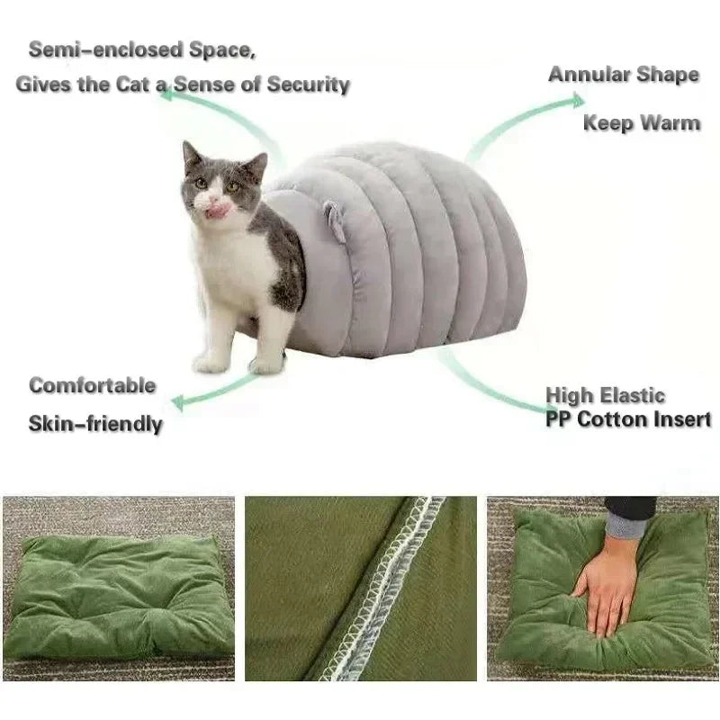 Winter Warm Fully Enclosed Cotton Cat Kennel Sleeping Bed