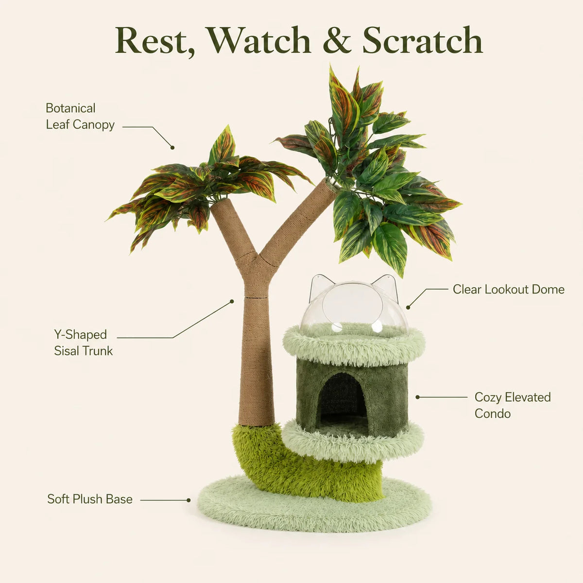 Double Tier Cat Tree With Sisal Rope Scratching Post