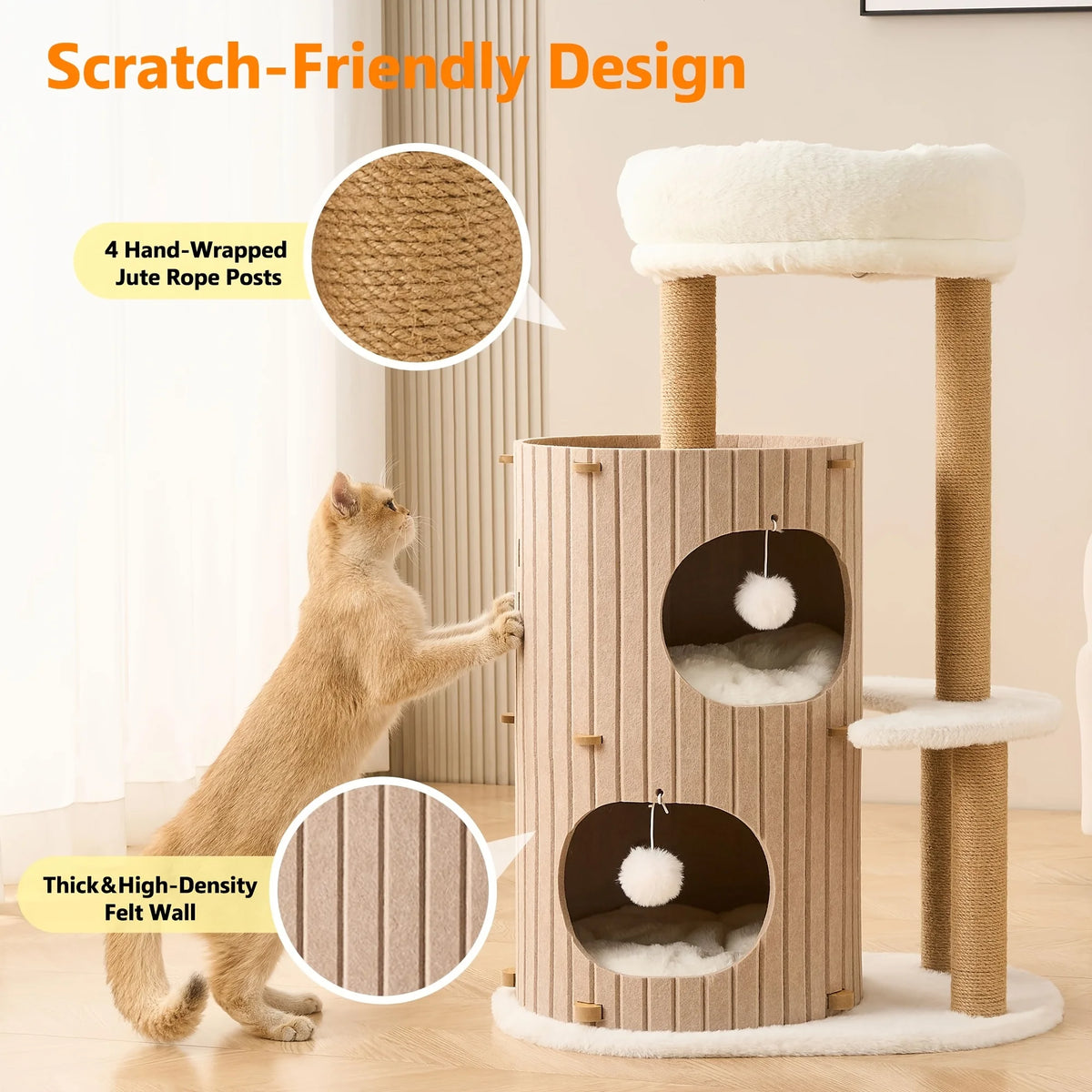 Modern Indoor Cat Tree Tower With Scratching Posts And Caves