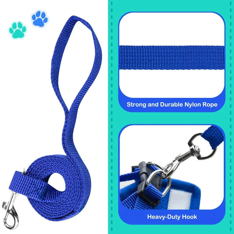 Reflective Adjustable Pet Harness With Leash For Dogs And Cats