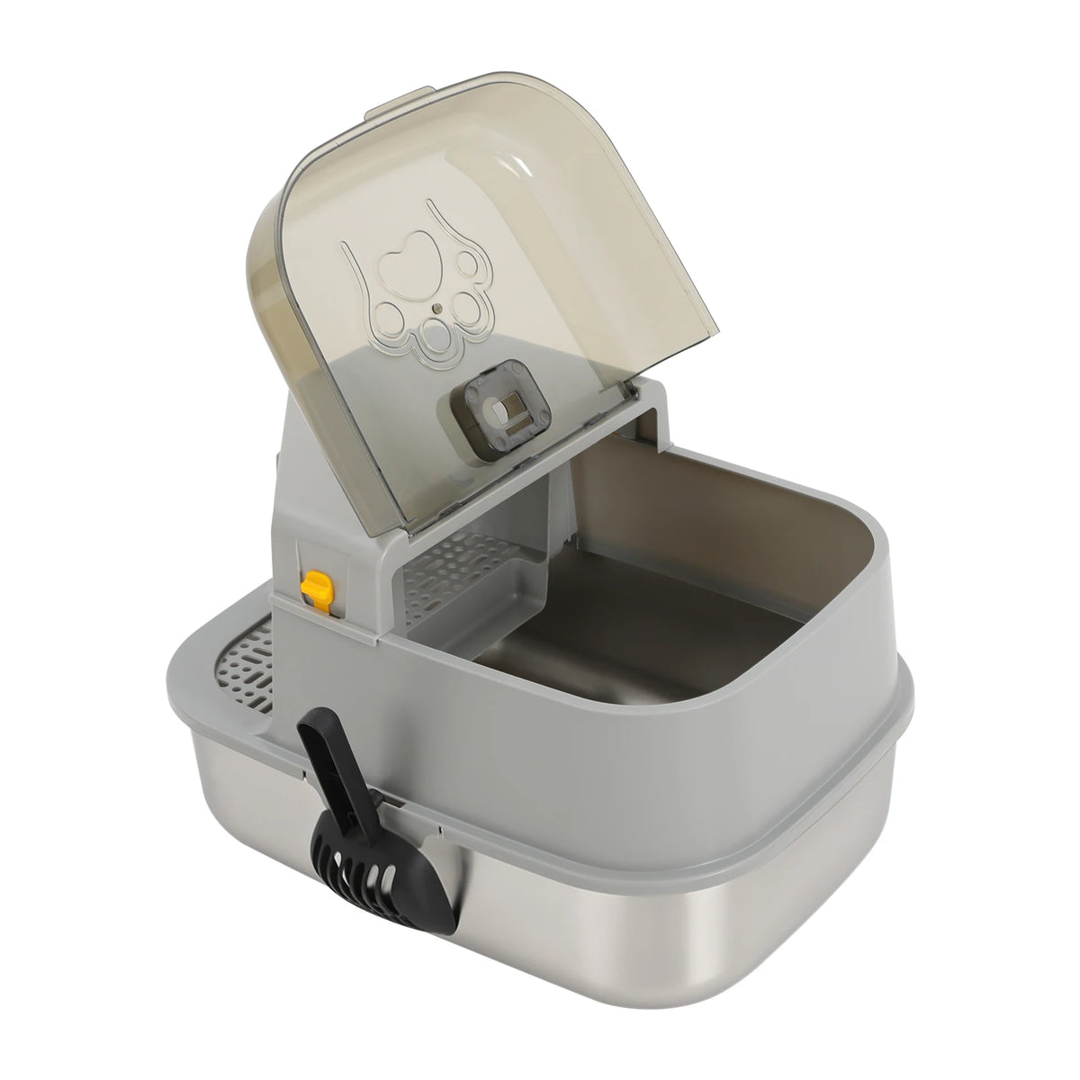 3-in-1 Convertible Cat Litter Box 7.93Gal, Stainless Steel Litter Box with Tracking Corridor & Top Window 30L for Adult Cats