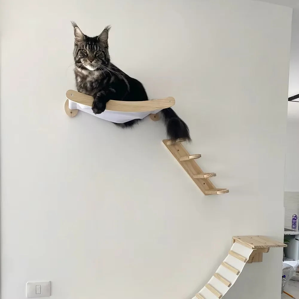 CWV Wall Mounted Cat Hammock With Sisal Scratching Shelf