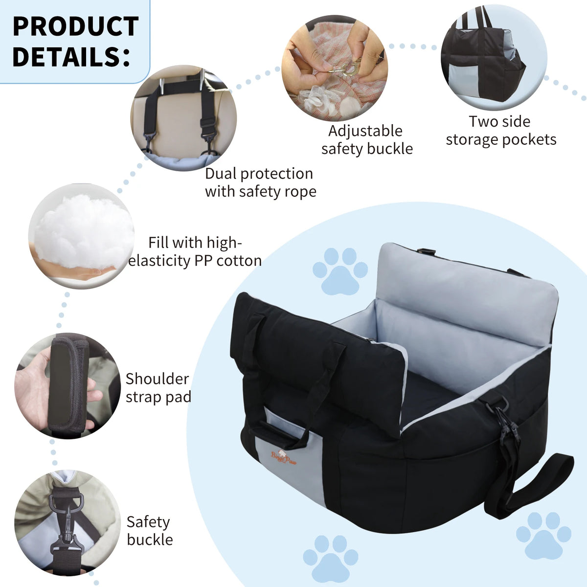 Borwart Portable Dog Booster Seat With Washable Cover