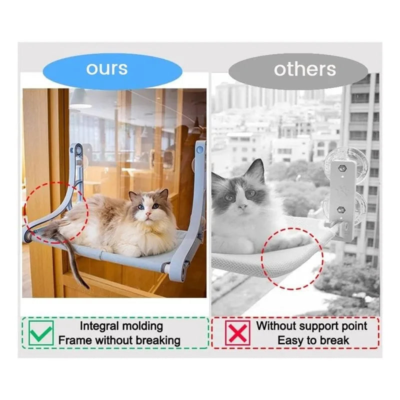 Cordless Cat Window Perch Hammock With Strong Suction Cups