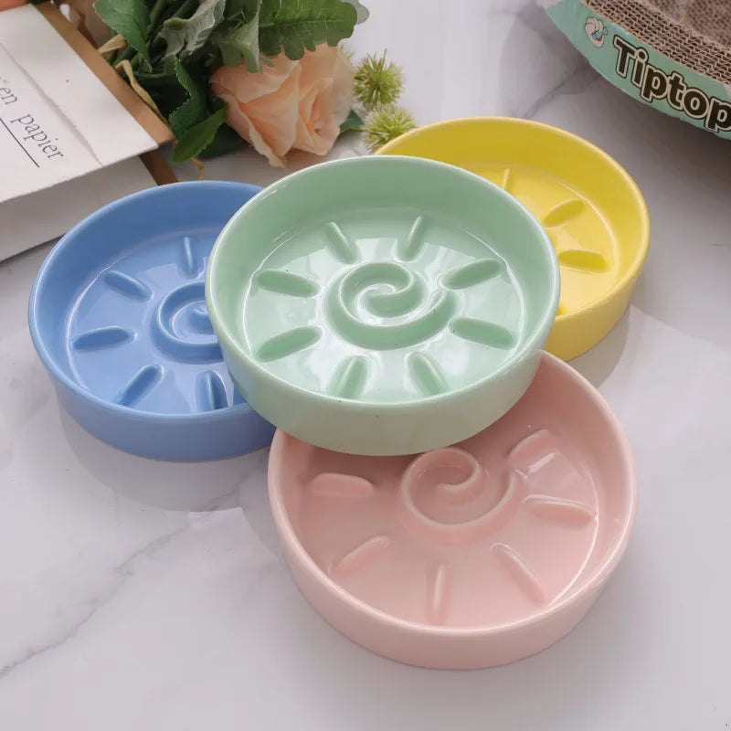Ceramic Slow Feeder Pet Food Bowl For Cats And Dogs