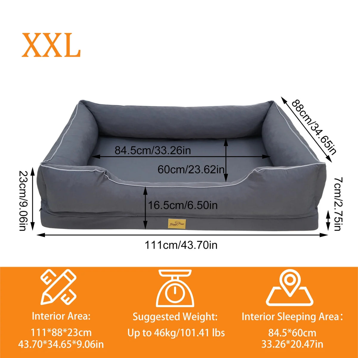 Bingopaw Orthopedic Dog Bed With Removable Washable Cover