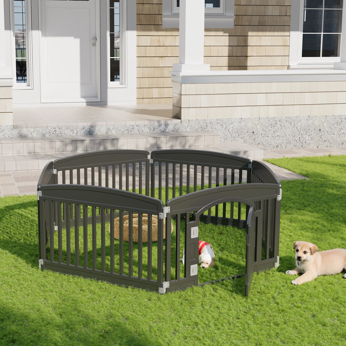 JHK Plastic Dog Playpen Six Panel Expandable Portable Pet Fence