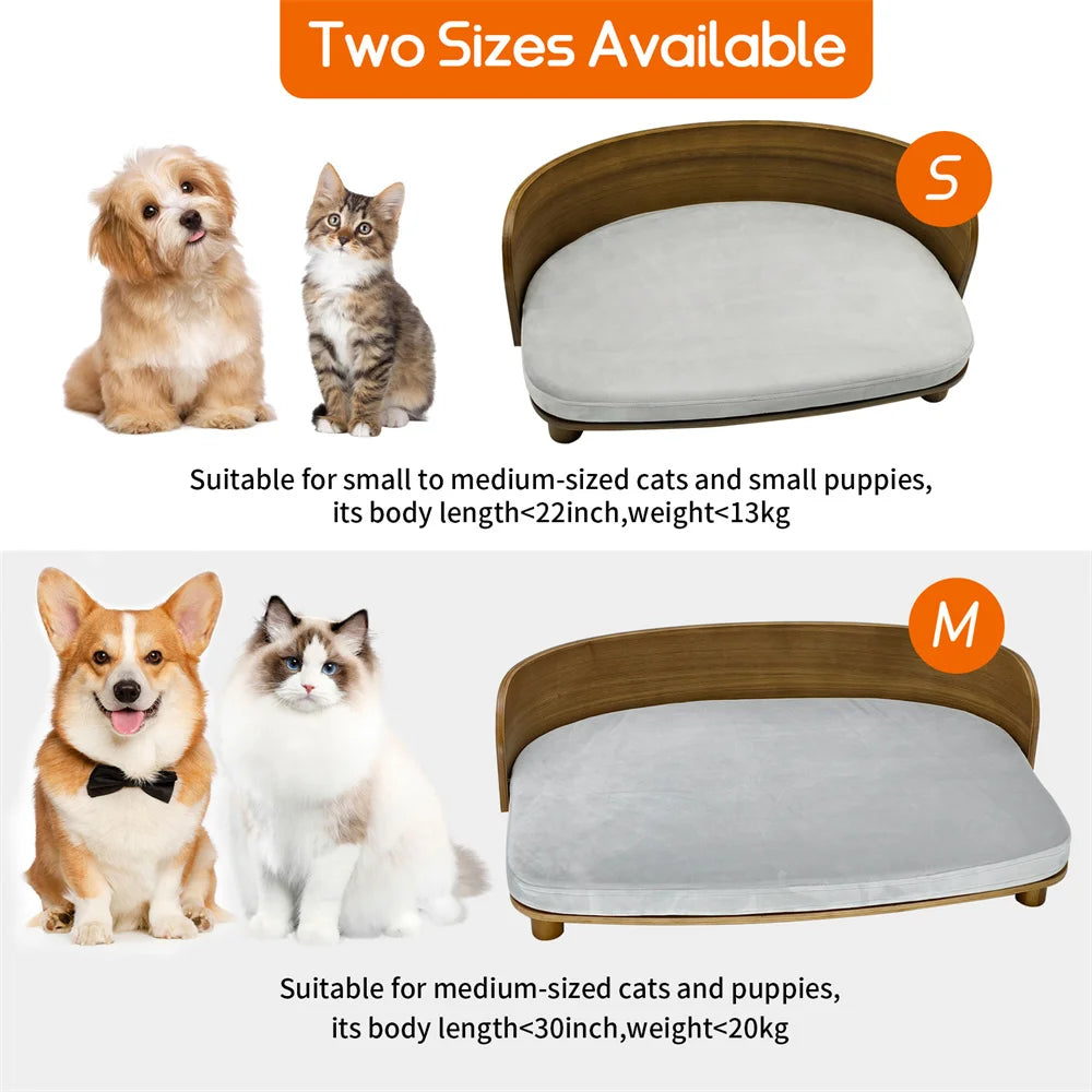 Borwart Wood Elevated Pet Sofa For Small Dogs And Cats