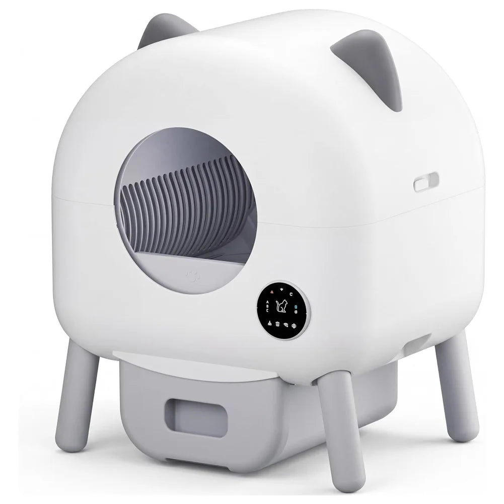 Self Cleaning Litter Box, 76L Large Capacity Automatic Cat Litter Box for Multiple Cats, Electric Cat Litters Box App Control, Multiple Safety Protection, Built-in LED Lights, 1 Roll Garbage Bags