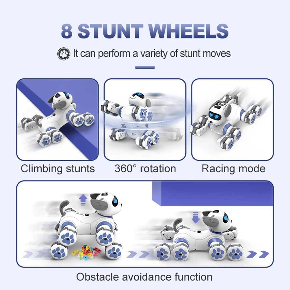 Remote Control  Dog Toys Eight Wheeled Stunt Intelligent Robot Dog Interactive Electronic Pet Programming Model Gifts for Kids