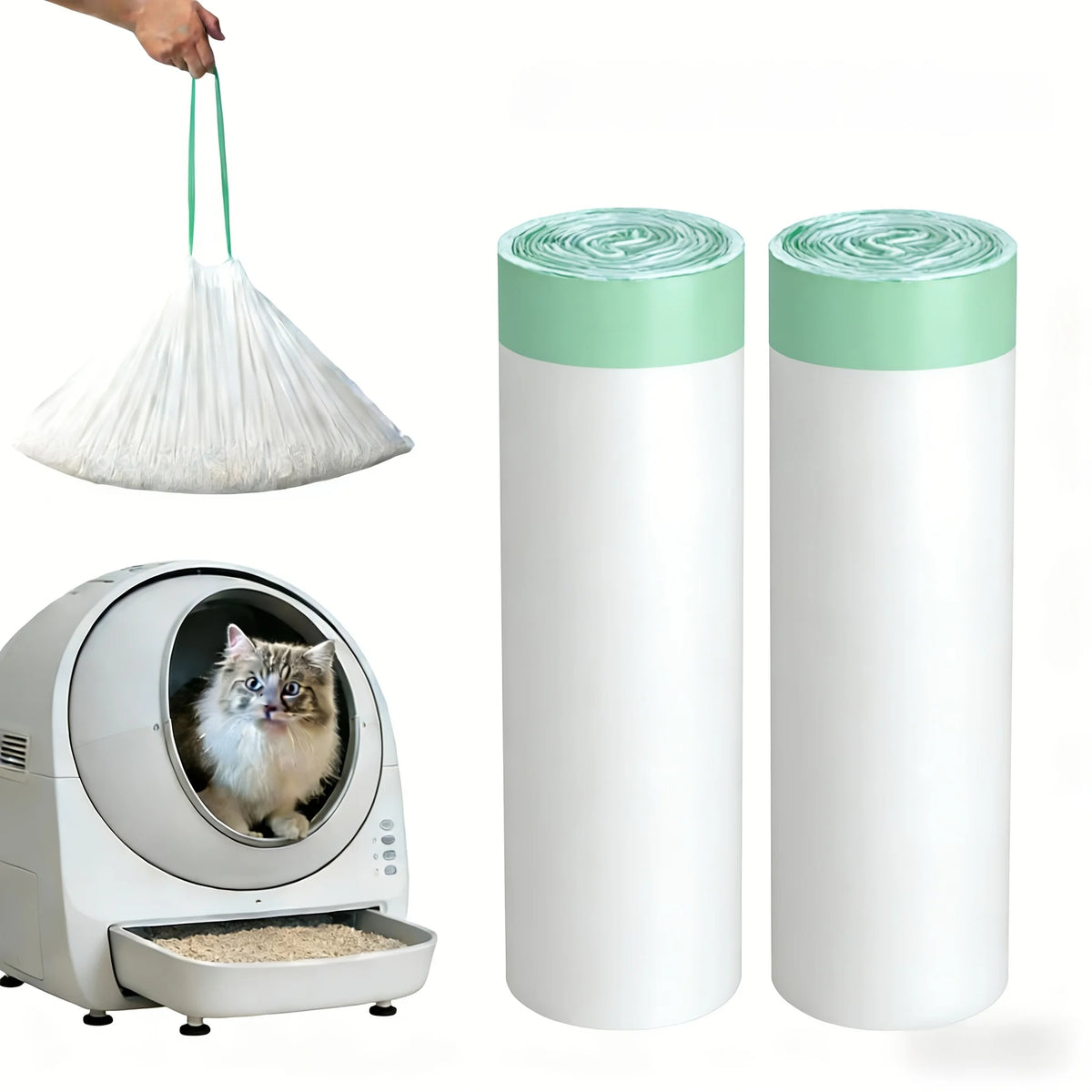 Heavy Duty Drawstring Cat Litter Box Liners For Easy Cleaning
