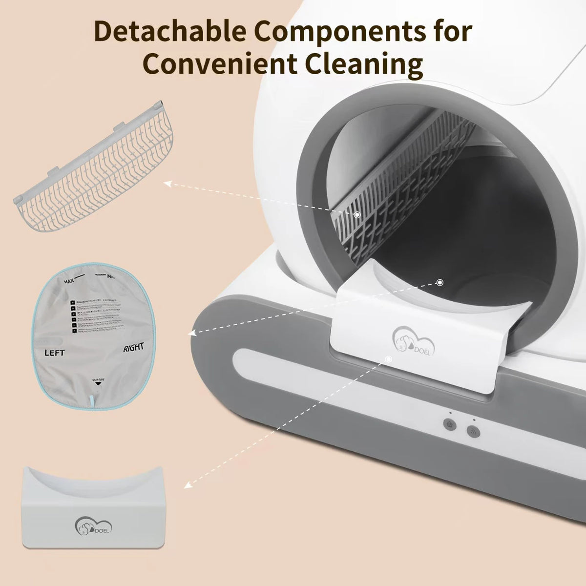 DOEL 2026 New Smart Self-Cleaning Cat Litter Box, 65L Large Space Automatic Cat Toilet, App Control, Only Support 2.4G WiFi, Compatible with Tofu and Mixed Cat Litter, Filter A Included Only, Suitable for Pet Lovers