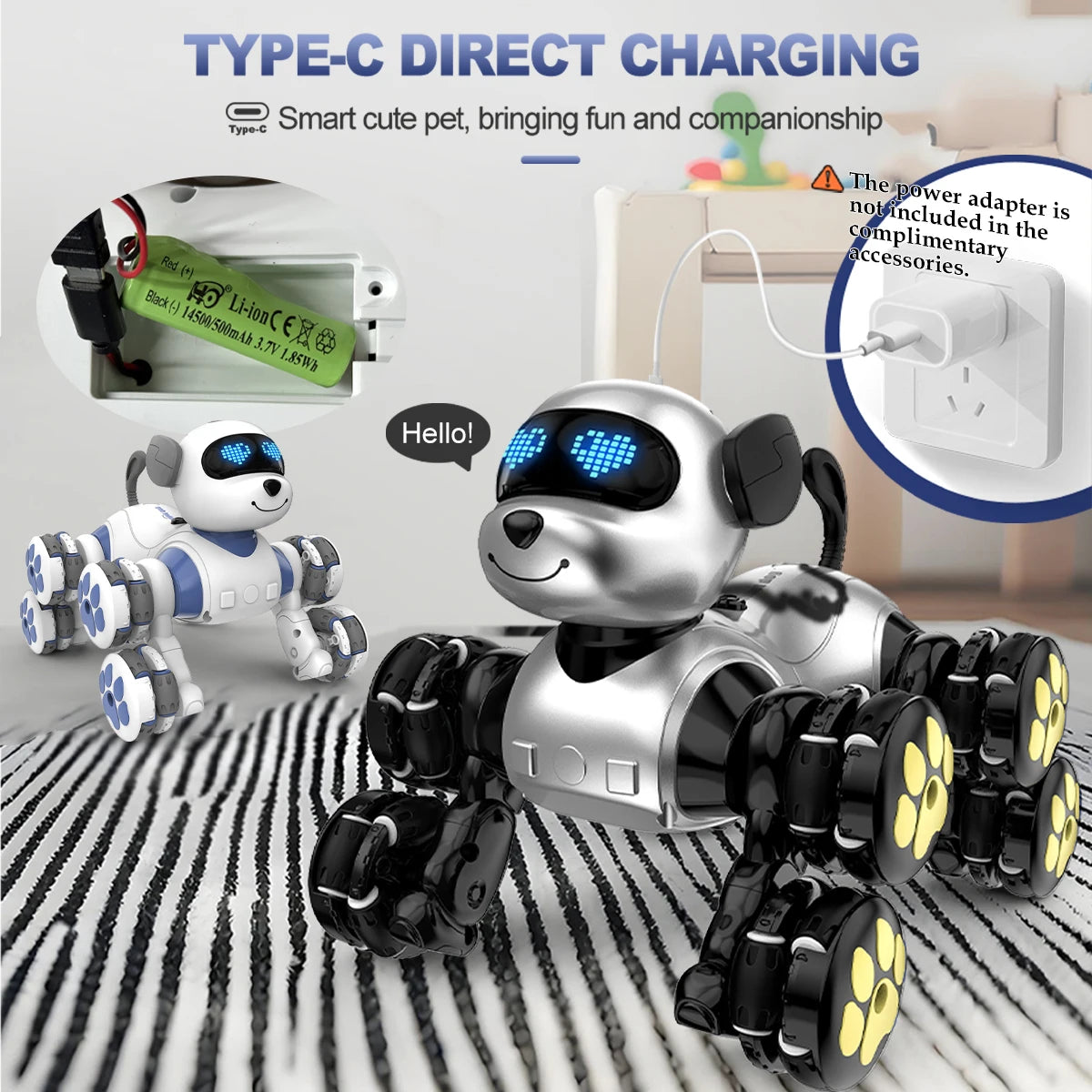 Remote Control  Dog Toys Eight Wheeled Stunt Intelligent Robot Dog Interactive Electronic Pet Programming Model Gifts for Kids