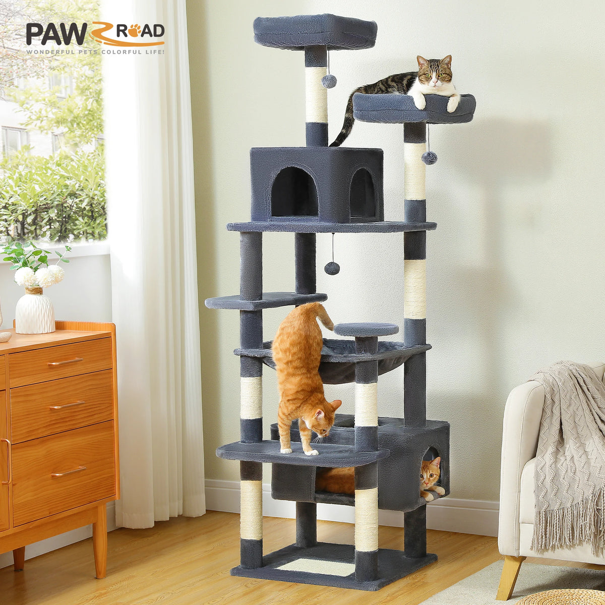 Pawz Road Cat Tree With Sisal Scratching Posts And Hammock