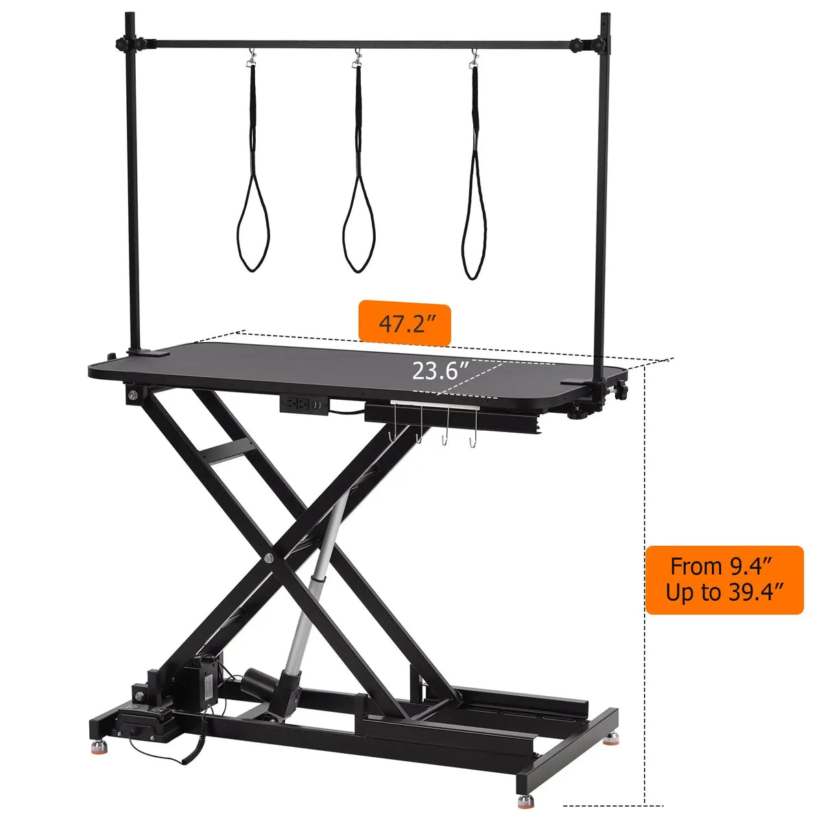 Electric Height Adjustable Dog Grooming Table With Arm And Tool Organizer